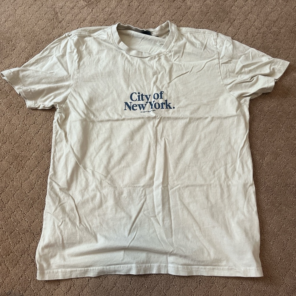 Cotton On Cream T-Shirt with Navy Print